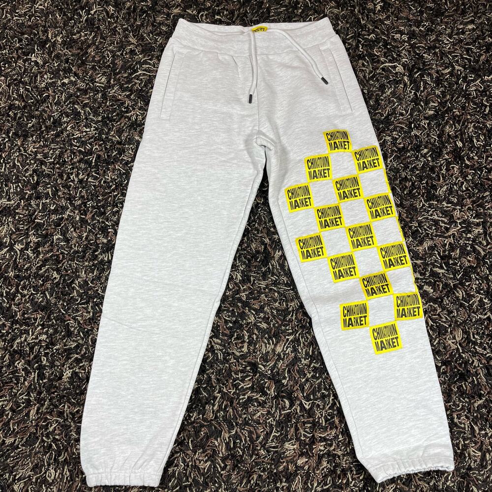 Chinatown Market Gray‎ Sweatpants Checkered Patch Mens Sz M New
